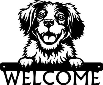 Brittany Spaniel Detailed Dog Face Welcome Sign or Custom Name The Metal Peddler