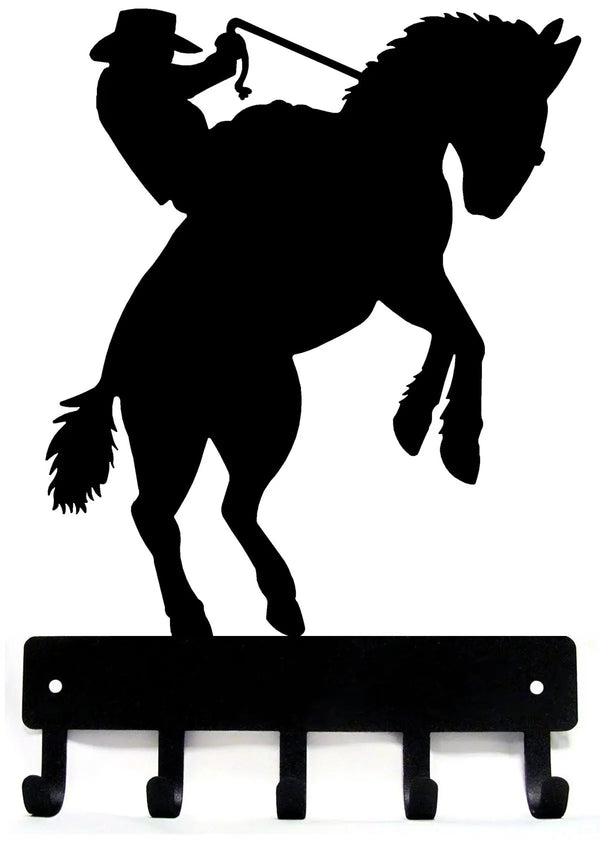 Bucking Bronco #01 Cowboy Key Rack with 5 Hooks The Metal Peddler