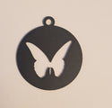 Black Circle Keychain with Butterfly Silhouette cut out