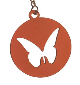 Round orange butterfly keychain