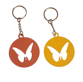 Round keychains with butterfly cut out