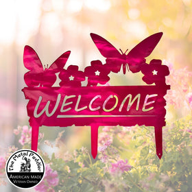 Butterfly Welcome Yard Sign The Metal Peddler
