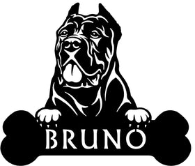 Cane Corso Head and Dog Bone Sign with Custom Name or Numbers The Metal Peddler