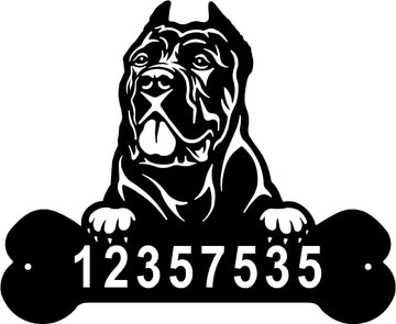 Cane Corso Head and Dog Bone Sign with Custom Name or Numbers The Metal Peddler