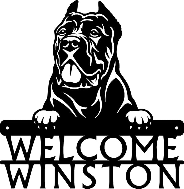 Cane Corso Detailed Dog Face Welcome Sign or Custom Name The Metal Peddler