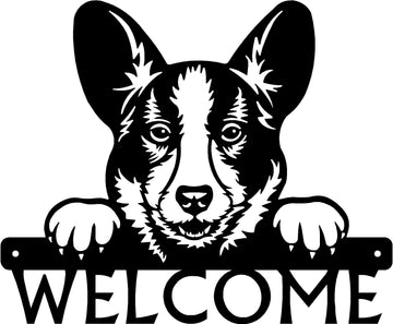 Cardigan Welsh Corgi Detailed Dog Face Welcome Sign or Custom Name The Metal Peddler