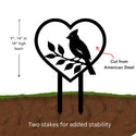 Cardinal in Heart Memorial Garden Stake – Metal Cemetery Decoration