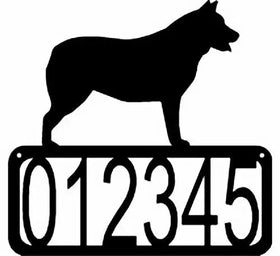 Open Rectangle with customizable numbers inside- Australian Cattle Dog Silhouette on top-Australian Cattle Dog/ Blue Heeler - House Address Sign