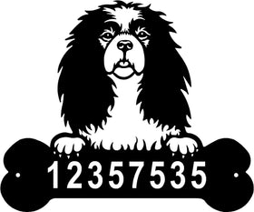 Cavalier King Charles Spaniel Head and Dog Bone Sign with Custom Name or Numbers The Metal Peddler