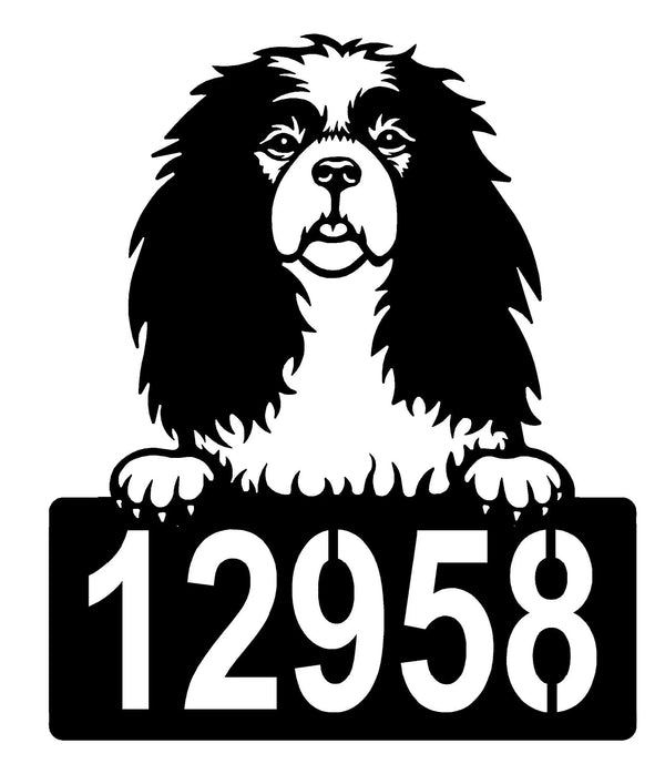 Cavalier King Charles Spaniel Address Sign - Detailed Dog Design with Custom House Numbers The Metal Peddler