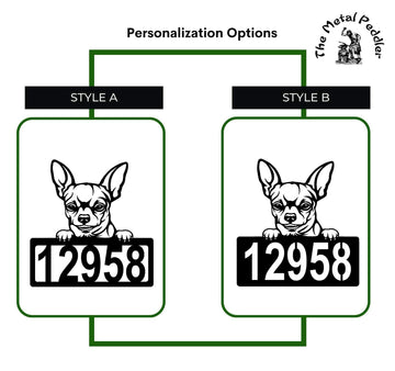 Chihuahua #2 Address Sign - Detailed Dog Design with Custom House Numbers The Metal Peddler