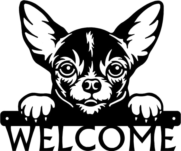 Chihuahua #1 Detailed Dog Face Welcome Sign or Custom Name The Metal Peddler