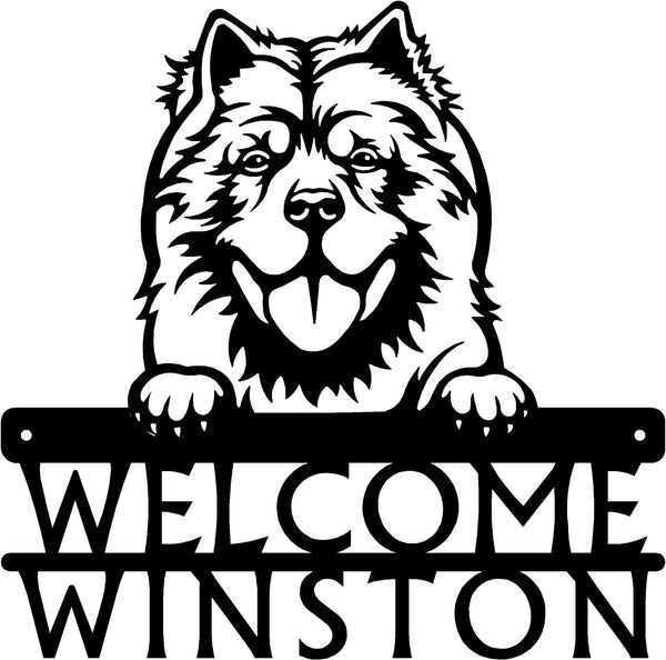 Chow Chow Detailed Dog Face Welcome Sign or Custom Name The Metal Peddler