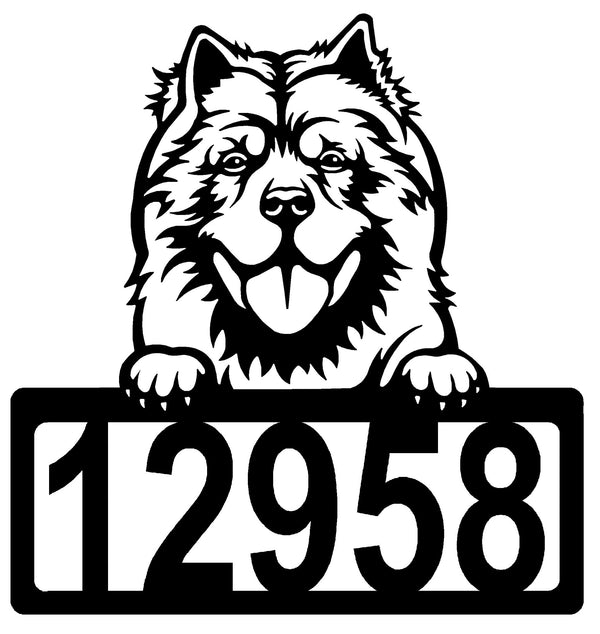 Chow Chow Address Sign - Detailed Dog Design with Custom House Numbers