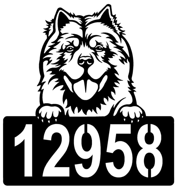 Chow Chow Address Sign - Detailed Dog Design with Custom House Numbers