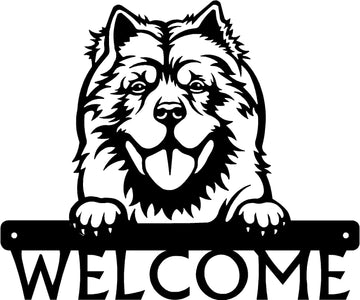 Chow Chow Detailed Dog Face Welcome Sign or Custom Name The Metal Peddler