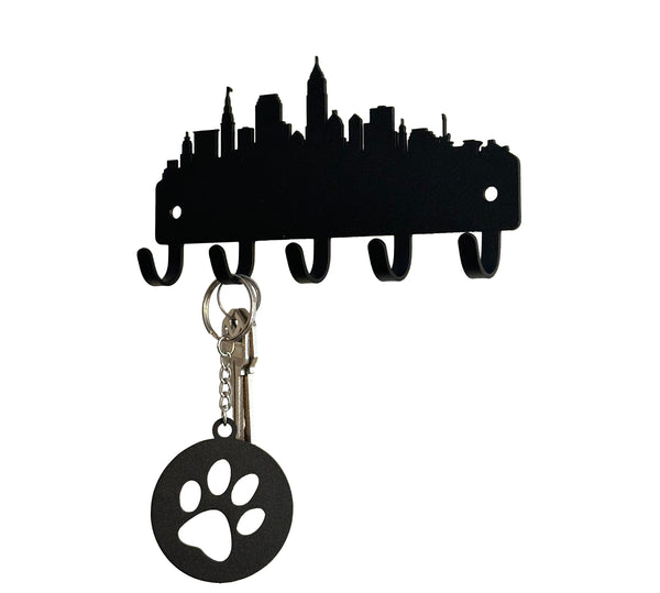 Cleveland, OH City Skyline Key rack/leash holder with 5 hooks