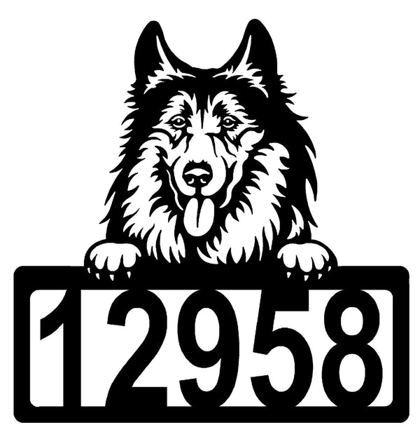 Collie Address Sign - Detailed Dog Design with Custom House Numbers The Metal Peddler