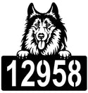 Collie Address Sign - Detailed Dog Design with Custom House Numbers The Metal Peddler