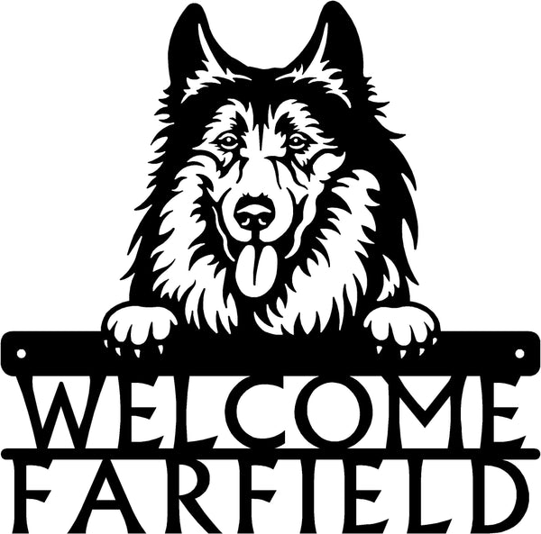 Collie Detailed Dog Face Welcome Sign or Custom Name The Metal Peddler