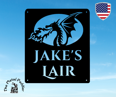 Custom Fire-Breathing Dragon Name Sign -  Fantasy Room Decor The Metal Peddler