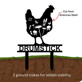 Custom Chicken Yard Sign with Floral Cutouts - 0