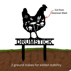 Custom Chicken Yard Sign with Floral Cutouts - 0