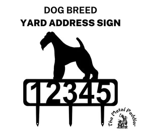 Wire Fox Terrier Yard Address Sign with Stakes