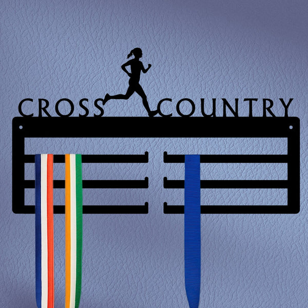 Cross Country (Female) Medal Holder – Metal Display Rack for Runners