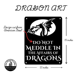 Do Not Meddle Dragon Sign – Fire-Breathing Dragon Metal Art 🐉 The Metal Peddler