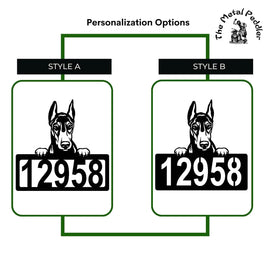 Doberman #1 Address Sign - Detailed Dog Design with Custom House Numbers The Metal Peddler