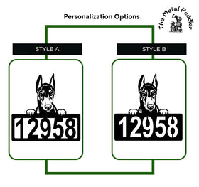Doberman #1 Address Sign - Detailed Dog Design with Custom House Numbers The Metal Peddler