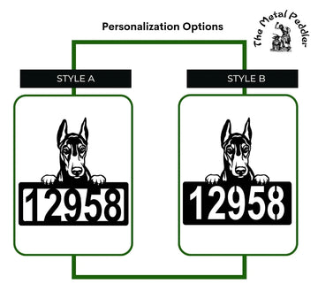 Doberman #1 Address Sign - Detailed Dog Design with Custom House Numbers The Metal Peddler