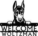 Doberman #1 Detailed Dog Face Welcome Sign or Custom Name The Metal Peddler