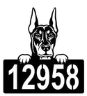 Doberman #2 Address Sign - Detailed Dog Design with Custom House Numbers The Metal Peddler