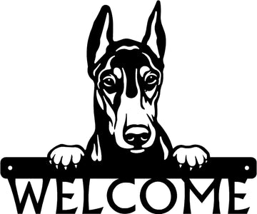 Doberman #1 Detailed Dog Face Welcome Sign or Custom Name The Metal Peddler