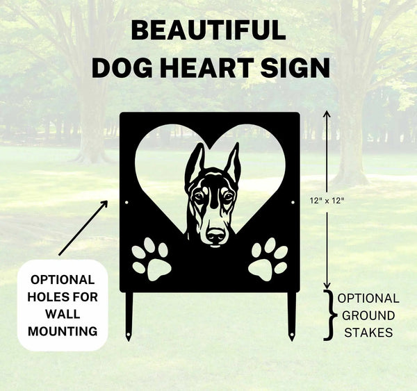 Doberman #1 Name Sign or Heart Memorial Wall or Yard Plaque The Metal Peddler