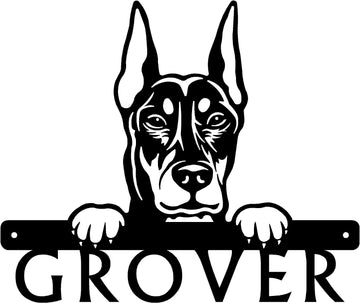 Doberman Pinscher #2 Detailed Dog Face Welcome Sign or Custom Name The Metal Peddler