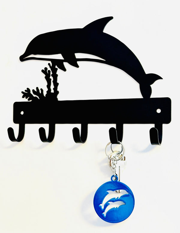 Dolphin Leaping Key Holder/ Leash Hanger with 5 hooks