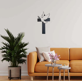 Cross with Dove Religious Wall Art - The Metal Peddler Cross bird, Christian, cross, faith, religious, wall art