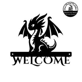 Graceful Dragon Welcome Sign – Customizable Fantasy Metal Art (Copy) The Metal Peddler