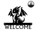 Graceful Dragon Welcome Sign – Customizable Fantasy Metal Art (Copy) The Metal Peddler