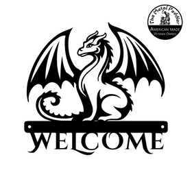 Fierce Dragon Welcome Sign – Customizable Fantasy Metal Art (Copy) The Metal Peddler