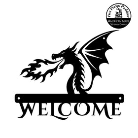 Fire Breathing Dragon Head Welcome Sign – Customizable Fantasy Metal Art The Metal Peddler