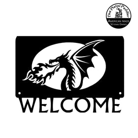 Fire Dragon Welcome Sign – Customizable Fantasy Metal Art The Metal Peddler