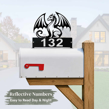 Dragon Mailbox Topper - Personalized House Numbers