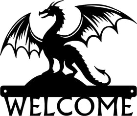 Fierce Dragon Welcome Sign – Customizable Fantasy Metal Art The Metal Peddler