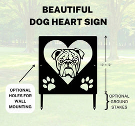 English Bulldog Name Sign or Heart Memorial Wall or Yard Plaque The Metal Peddler