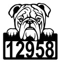 English Bulldog Address Sign - Detailed Dog Design with Custom House Numbers The Metal Peddler