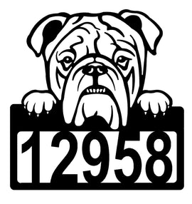 English Bulldog Address Sign - Detailed Dog Design with Custom House Numbers The Metal Peddler